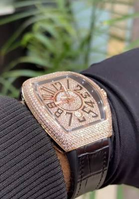 Luxury Diamond-Set Tonneau Watch – Rose Gold Statement Piece